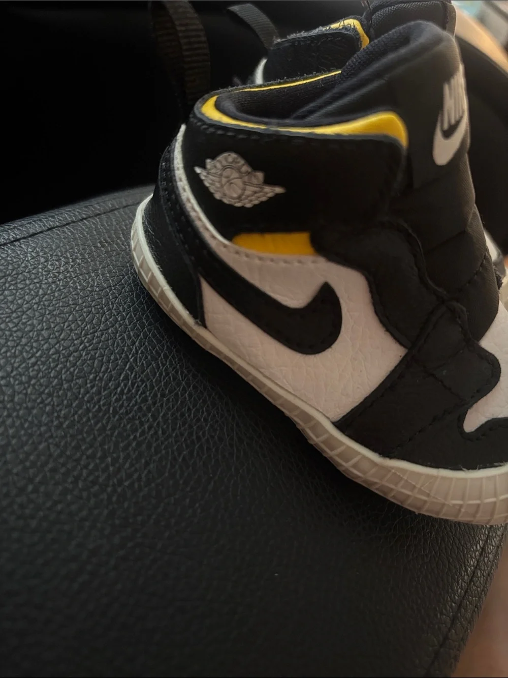 Nike Baby Black, White & Yellow High-Top Walker Sneakers